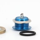 V&M 12mm Vandalen/Druck Taster, extrem kurz - 12,6 (14,6mm), 12V, 50mA - Blau