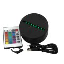LED 3D night light lamps base/holder/stand black, 16 colors, remote control, USB-C