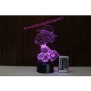 LED 3D night light lamps base/holder/stand black, 16 colors, remote control, USB-C