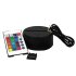 LED 3D night light lamps base/holder/stand black, 16 colors, remote control, USB-C