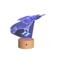 3D LED night light lamp base, wood, 7 colors, remote control, timer
