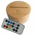 LED 3D night light lamps base/holder/stand, wood, 7 colors, remote control, timer