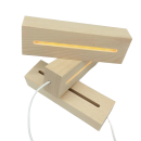 3D LED night light lamp base/base made of wood, rectangular, 15cm, warm white