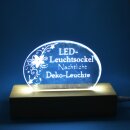 3D LED night light lamp base made of wood, rectangular, 18cm, warm white