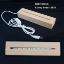 3D LED night light lamp base made of wood, rectangular, 200mm, USB