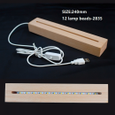 3D LED Nachtlicht Lampensockel/Basis aus Holz, rechteckig, 240mm, USB